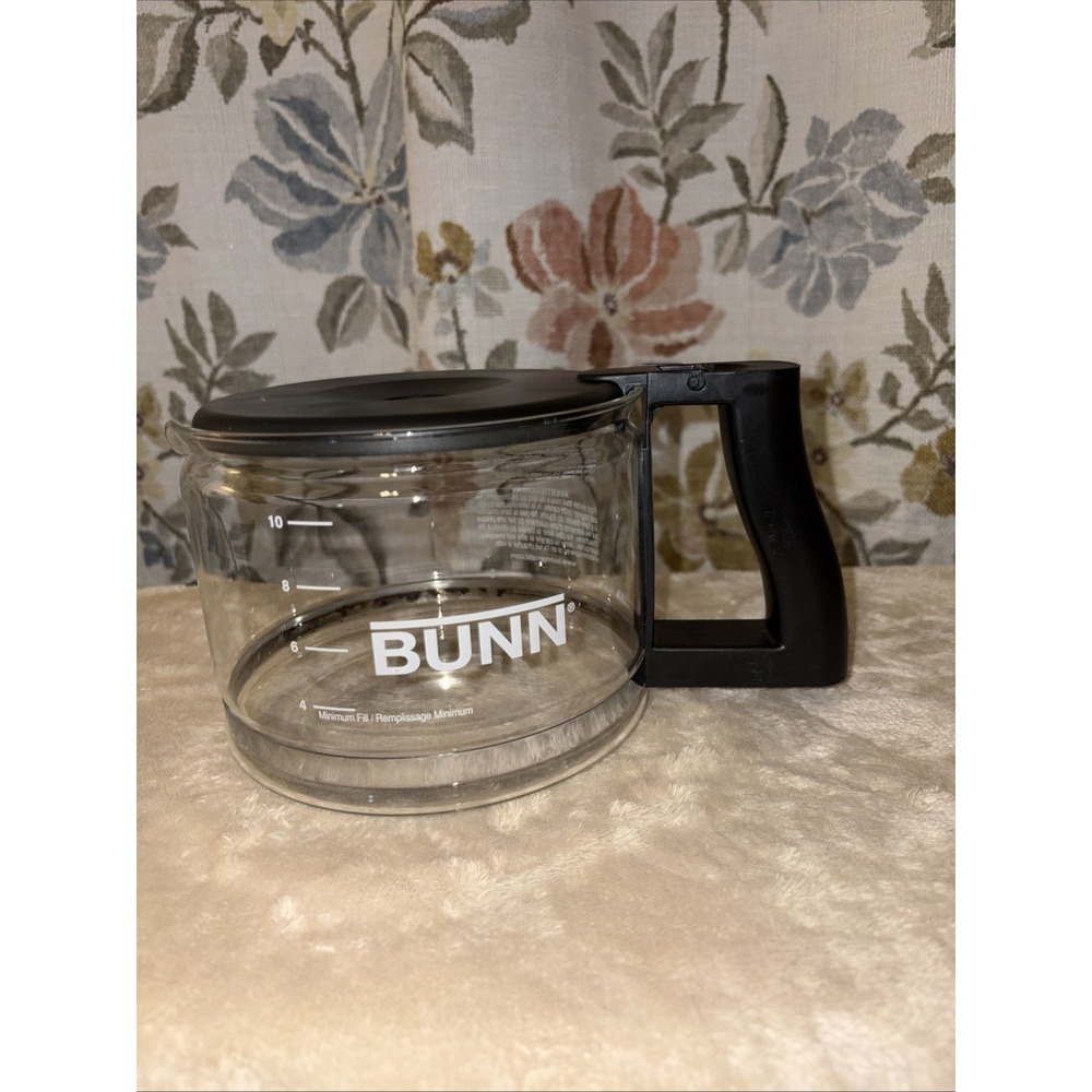 BUNN 10 Cup Replacement Coffee Pot Carafe Glass Black Top Handle